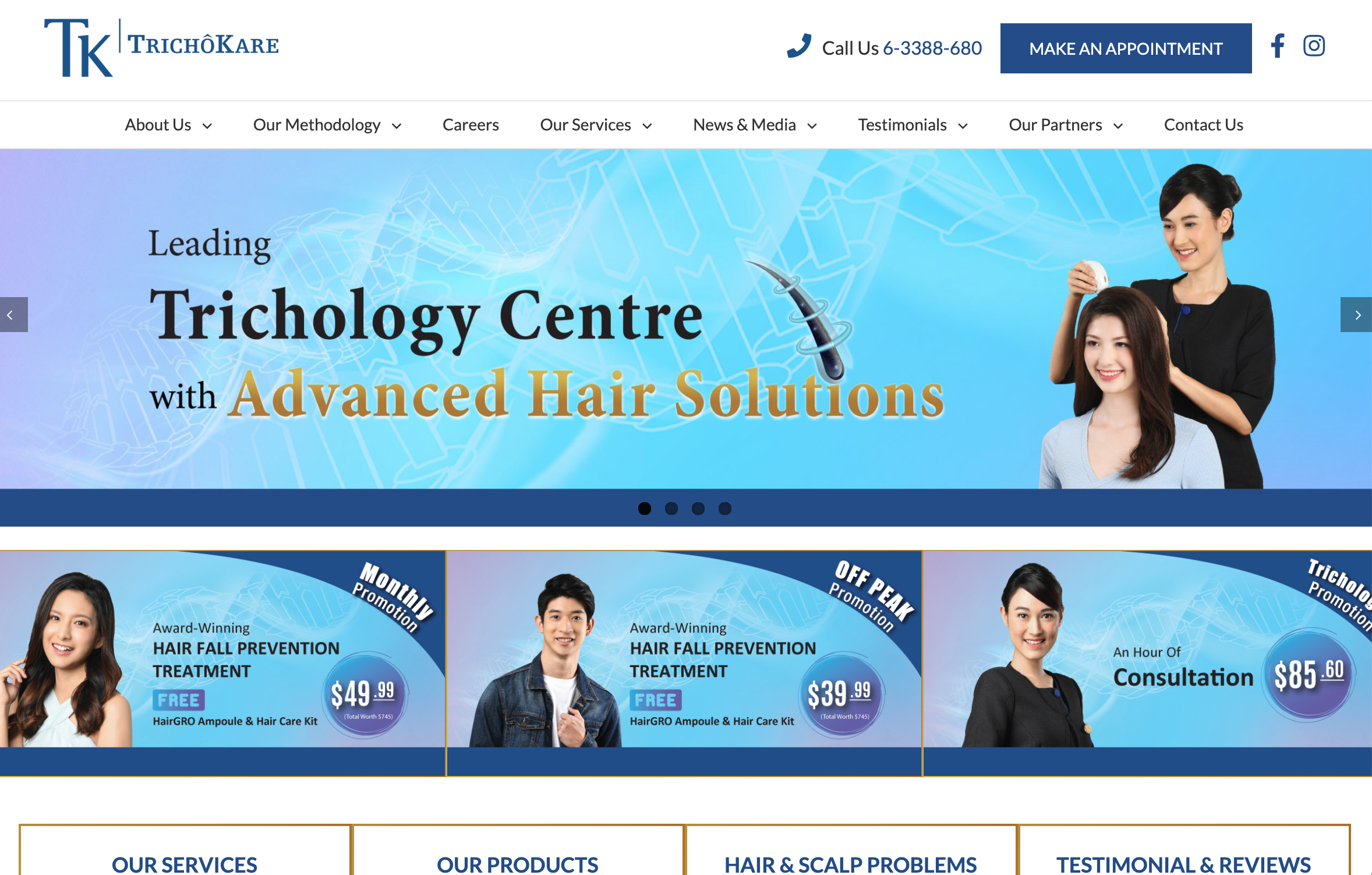 TK TrichoKare hair salon in south of singapore